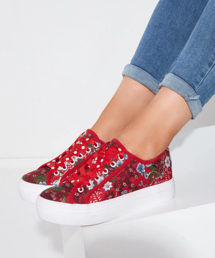 Joe Browns Women's Red Multi Floral Platform Pumps - Daydreamer Style