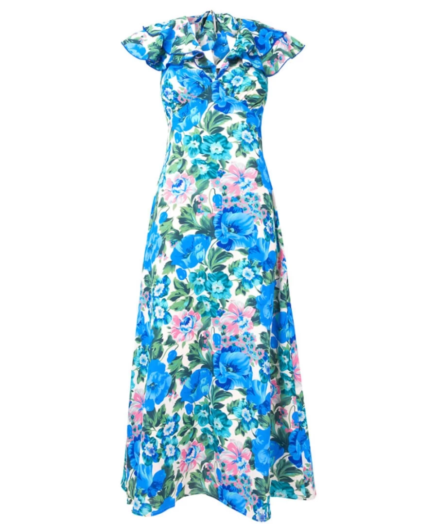"Joe Browns Women's Blue Floral Dress – Elegant Floral Print Summer Dress"