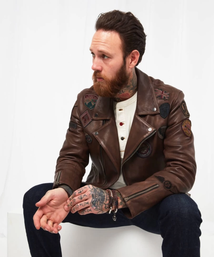 Joe Browns Men's Tan Fully Loaded Leather Jacket - Premium Biker Style Outerwear