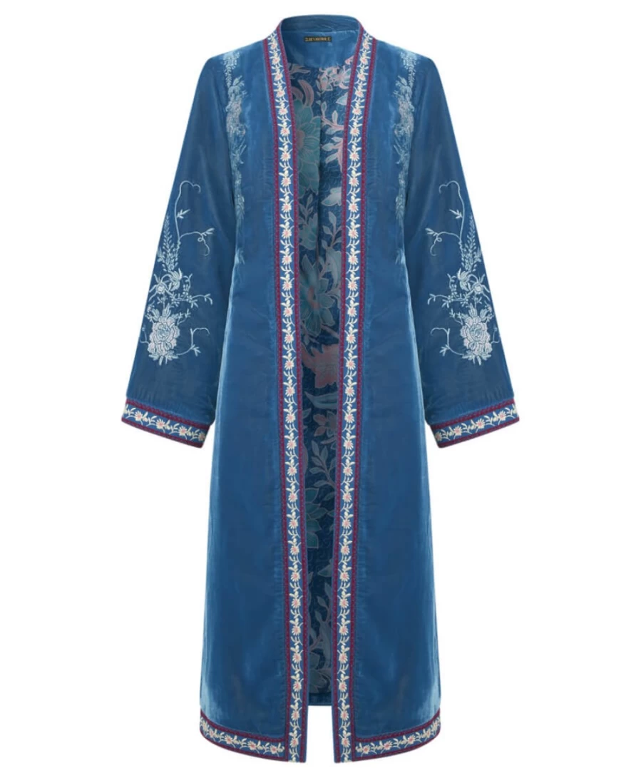 Joe Browns Women's Blue Vintage Inspired Boutique Kimono - Elegant Floral Print Boho Chic Cover Up