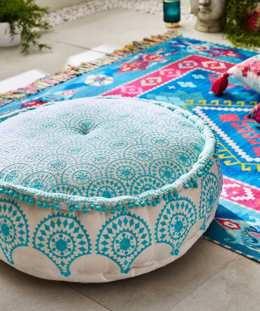 "Joe Browns Bright Boho Floor Cushion - Multi Color Bohemian Style Floor Pillow"