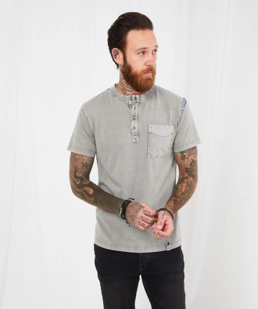 Joe Browns Men's Grey Adventure Henley Shirt for Outdoor Exploration