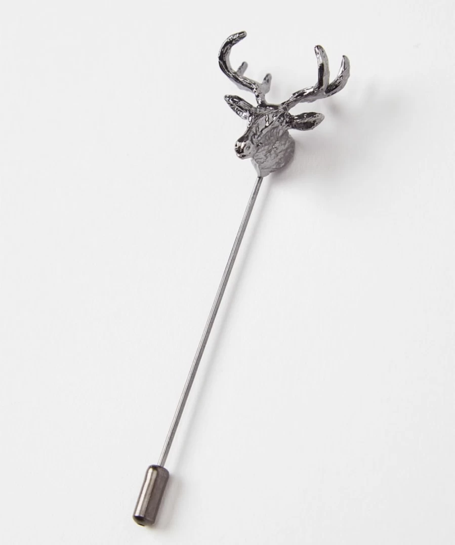 Joe Browns Men's Pewter Stag Pin Brooch - Elegant Stag Design Lapel Pin