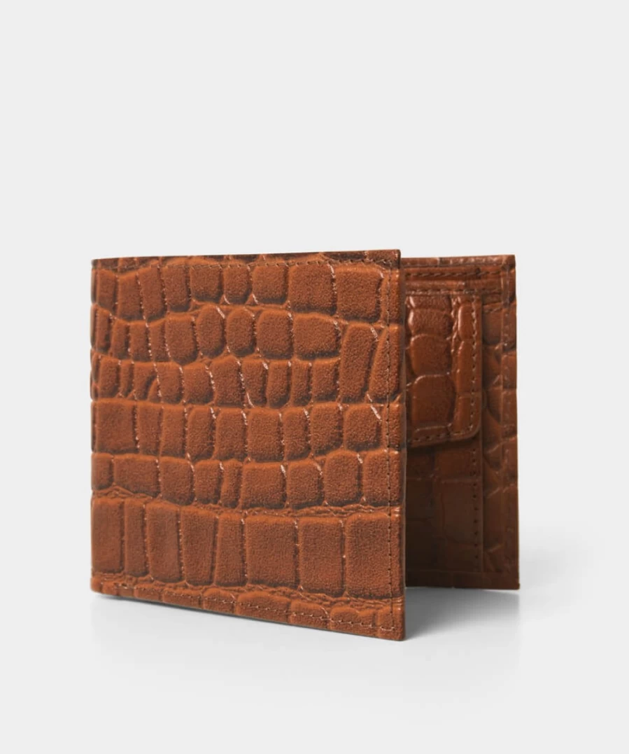 Joe Browns Men's Tan Crocodile Embossed Leather Wallet - Stylish Buff Calf Billfold for Men