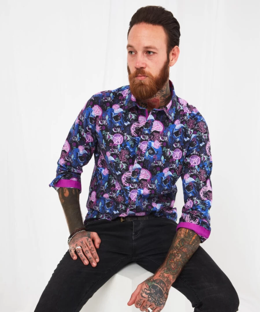 Joe Browns Men's Purple Ocean Vibes Shirt - Stylish Casual Wear