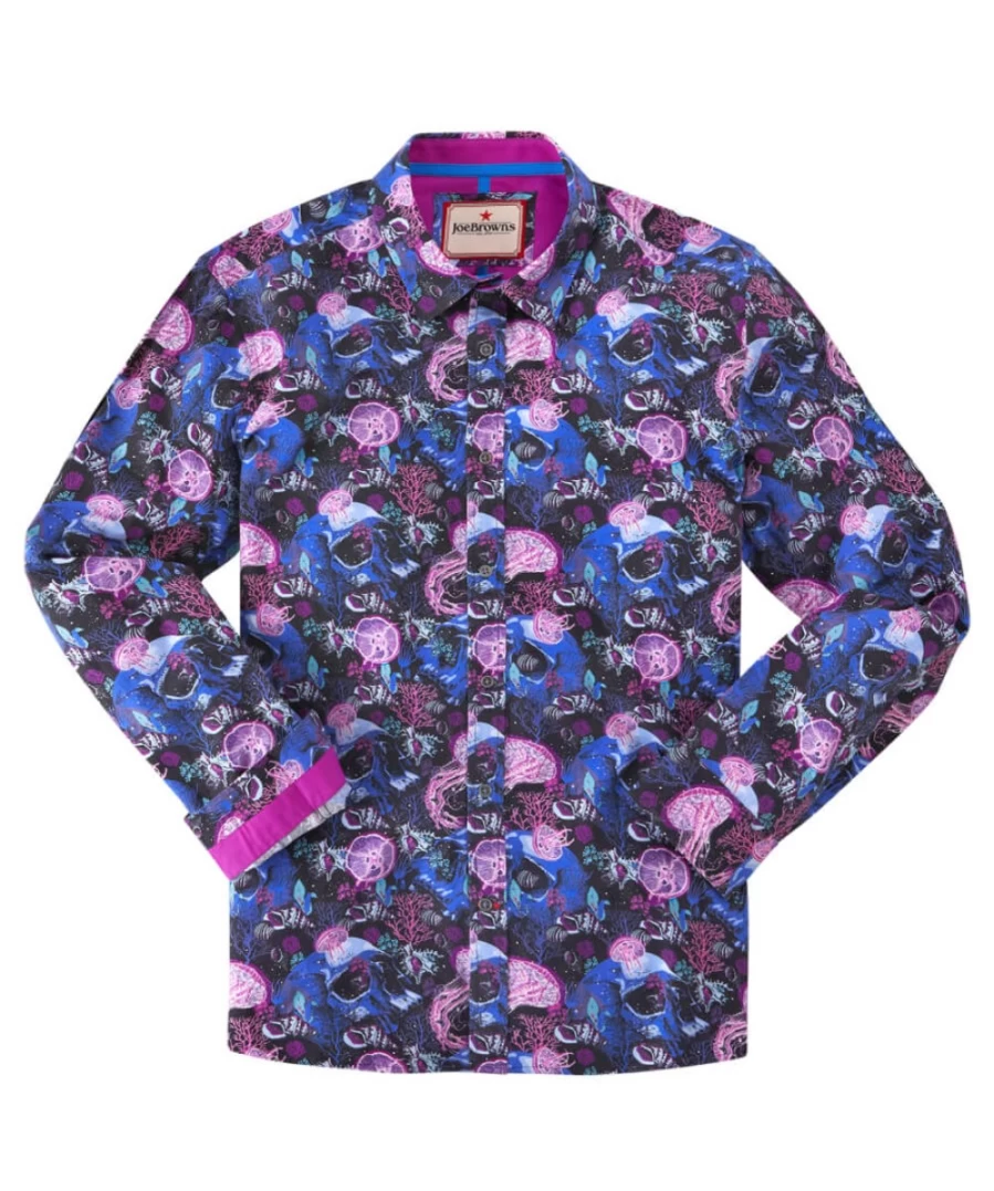 Joe Browns Men's Purple Ocean Vibes Shirt - Stylish Casual Wear