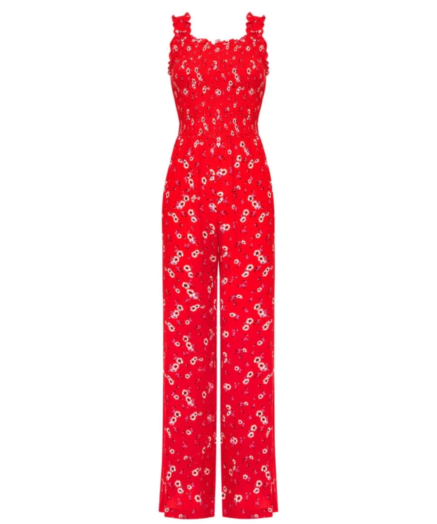Joe Browns Women's Red Patsy Ditsy Floral Jumpsuit - Casual Summer Romper