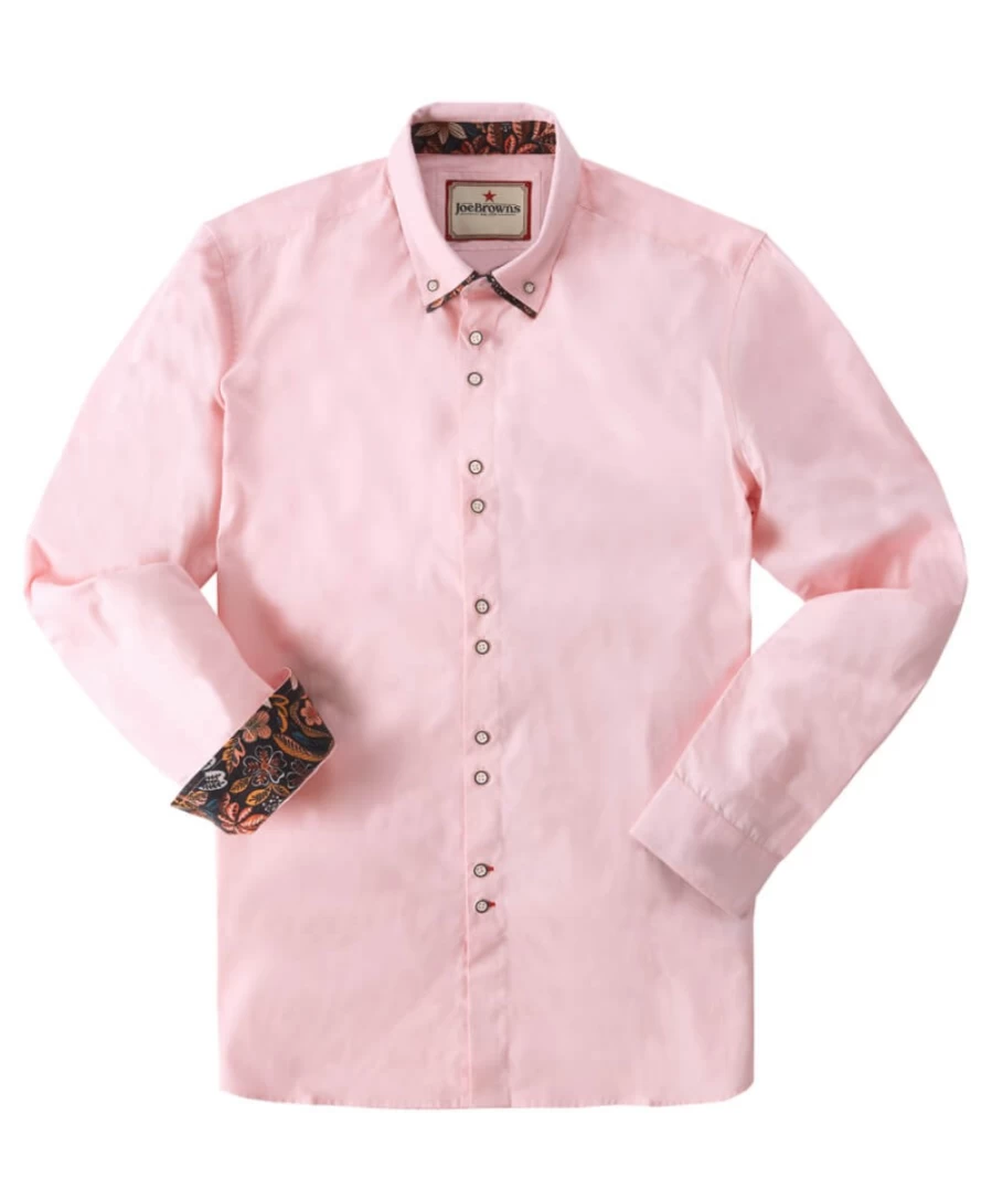 Joe Browns Men's Pink Distinctive Double Collar Shirt - Unique Stylish Formal Wear