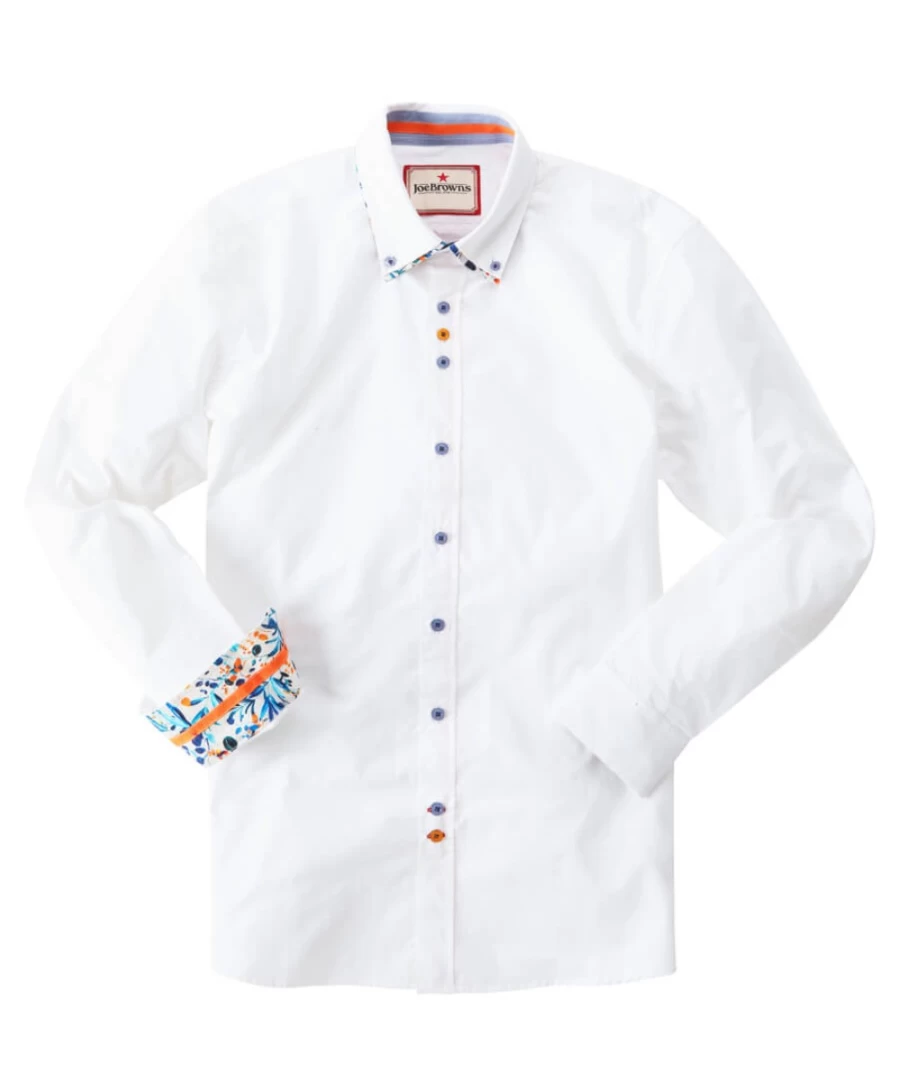 Joe Browns Men's White Charismatic Double Collar Shirt - Stylish Formal Wear