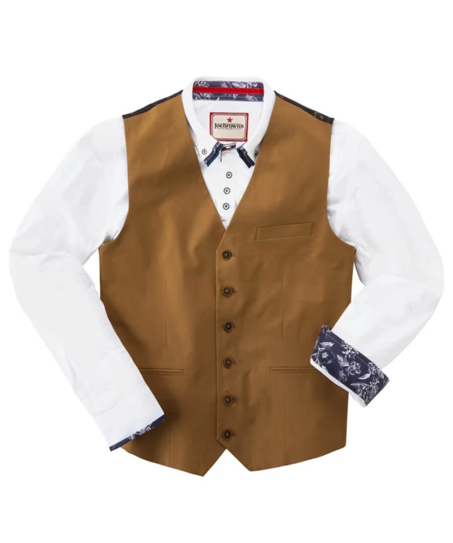 Joe Browns Men's Tan Serious Style Waistcoat for Formal Wear
