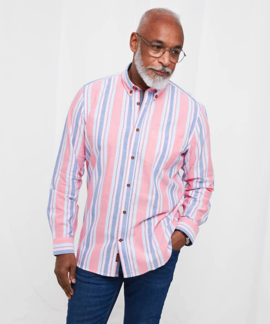 Joe Browns Men's Pink Stripe Shirt - Sensational Casual Wear