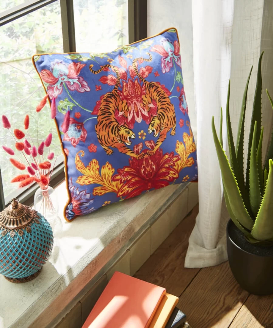 Joe Browns Terrific Tiger Floral Cushion - Multi Color Decorative Pillow Cover