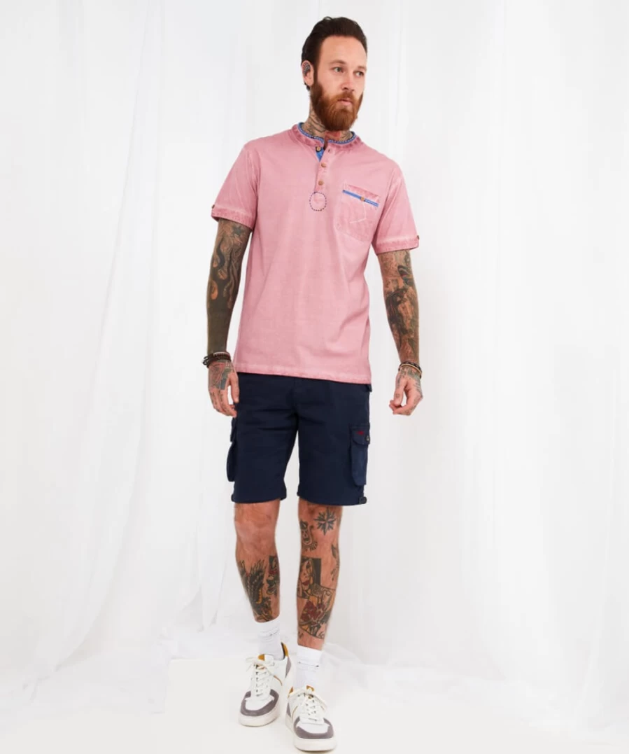 Joe Browns Men's Pink Customisable Henley Shirt - Cool Personalized Design