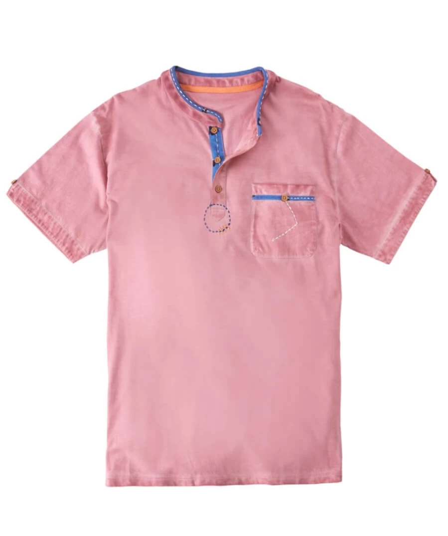 Joe Browns Men's Pink Customisable Henley Shirt - Cool Personalized Design