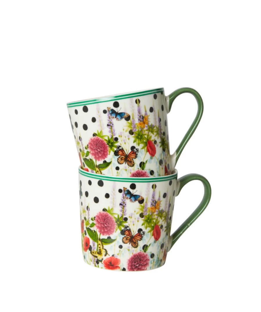 "Joe Browns Set Of 2 Multi-Color Spectacular Spot Mugs"