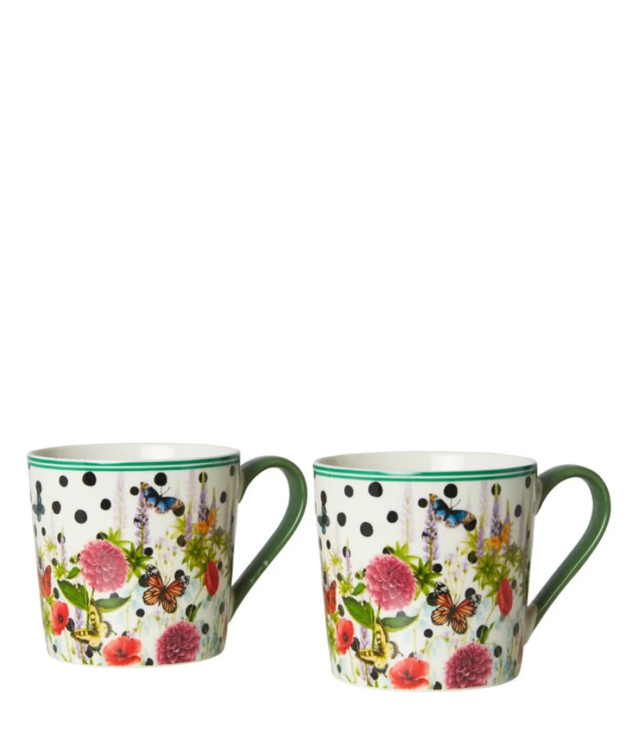 "Joe Browns Set Of 2 Multi-Color Spectacular Spot Mugs"