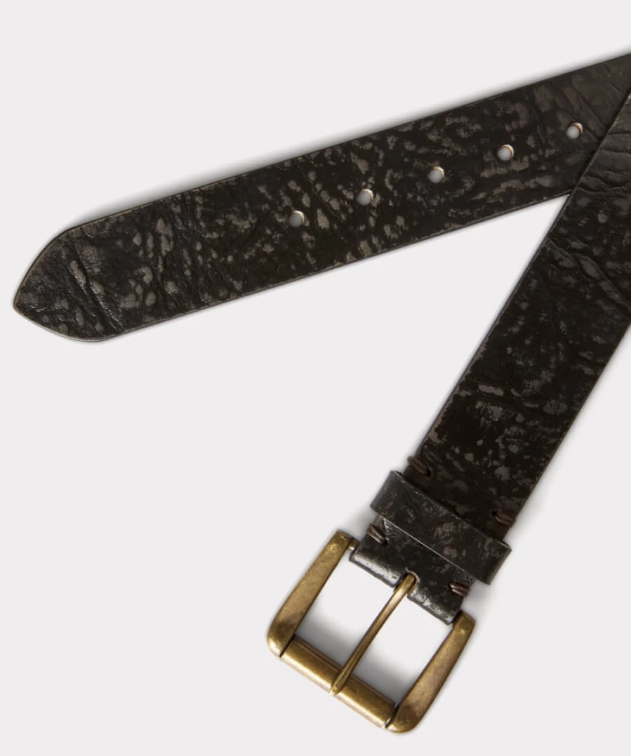 Joe Browns Men's Darkest Brown Distressed Buff Grain Leather Belt for Men