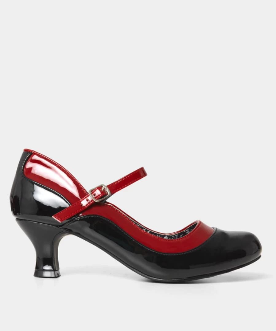 Joe Browns Women's Salsa Cafe Patent Leather Shoes - Black/Red Fashion Footwear