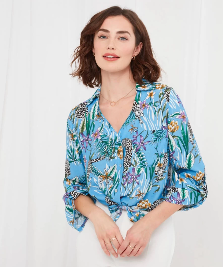 Joe Browns Women's Blue Leopard Print Shirt - Lara Stylish Blouse
