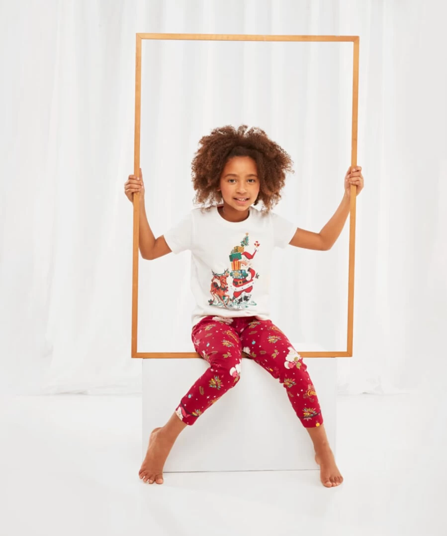 Joe Browns Cream Kids Festive Family Pajama Set for Girls