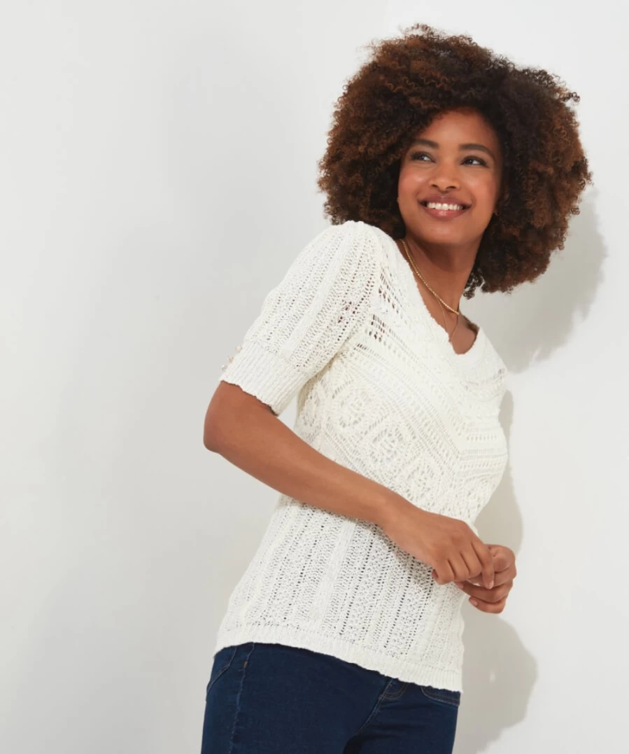 Joe Browns Women's Cream Elegant Knitted Top - Always Stylish & Comfortable