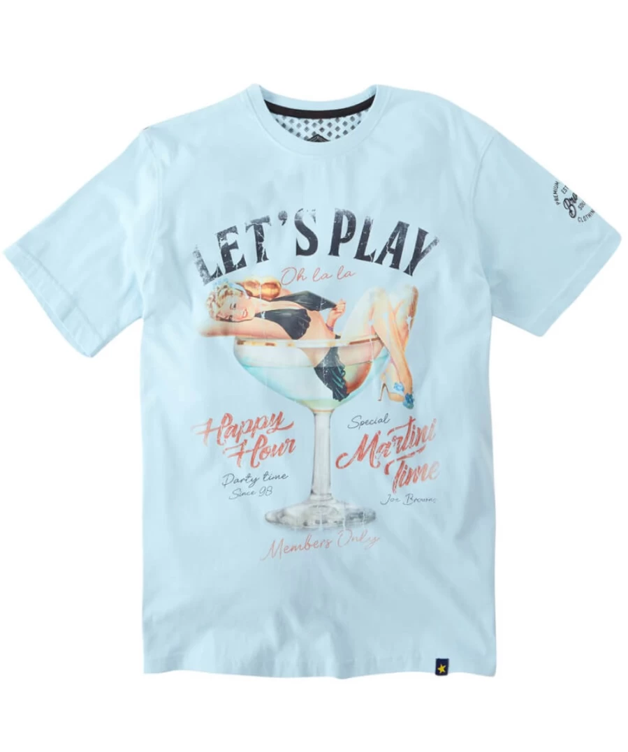 Joe Browns Men's Blue Let's Play Graphic Tee - Casual Short Sleeve T-Shirt