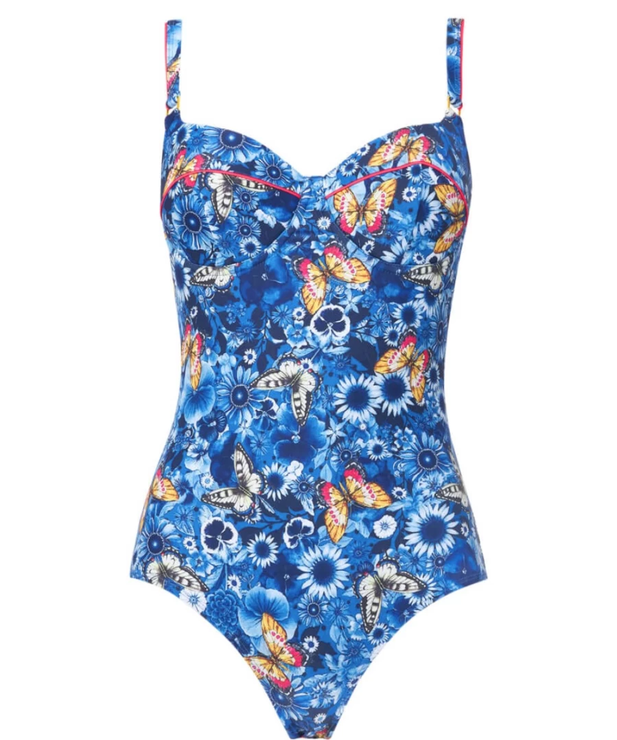 Joe Browns Women's Blue Multi Retro Swimsuit - Twilight Garden Vintage Style Bathing Suit