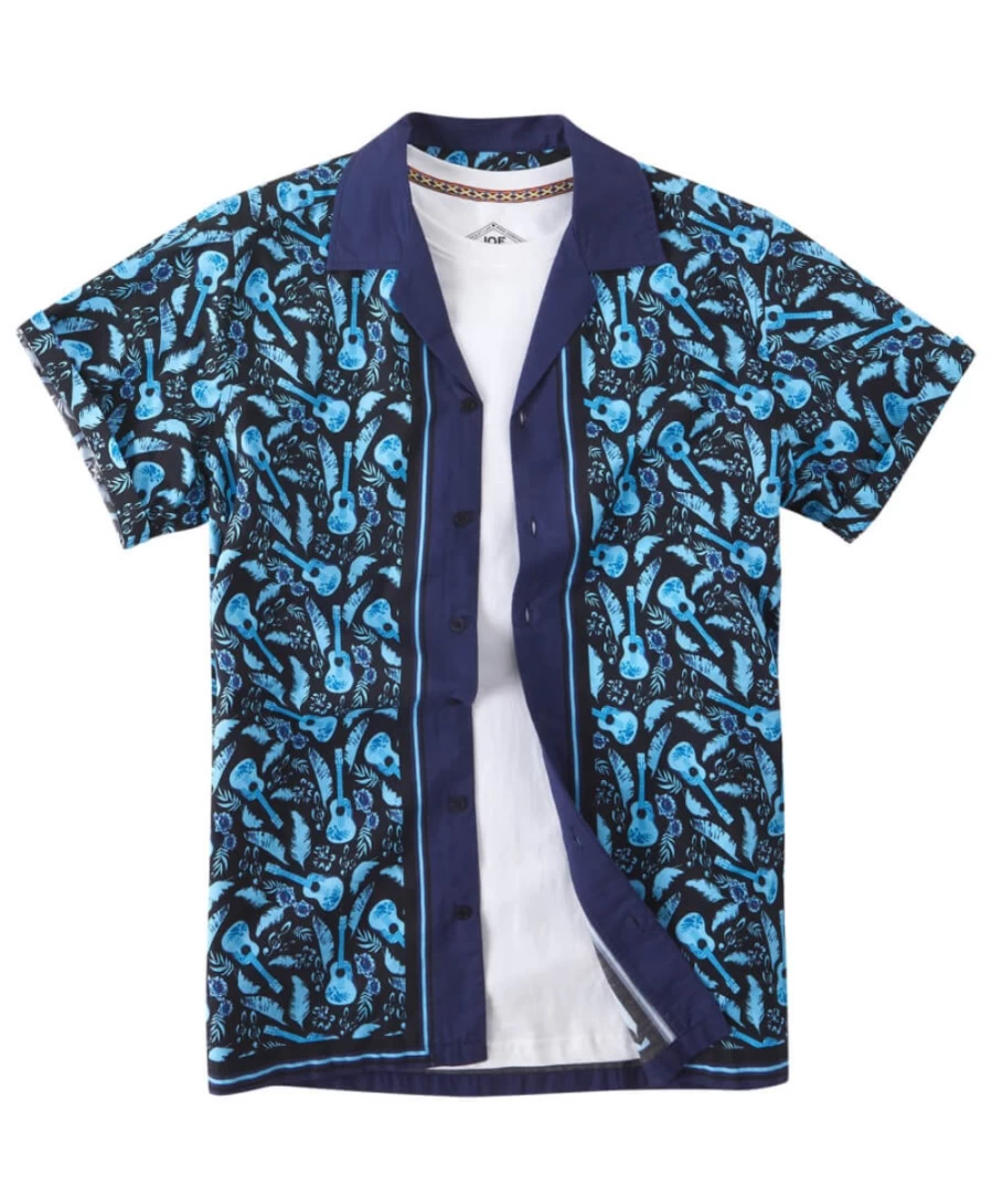 Joe Browns Men's Blue Retro Rock Shirt - Vintage Style Button-Up Top