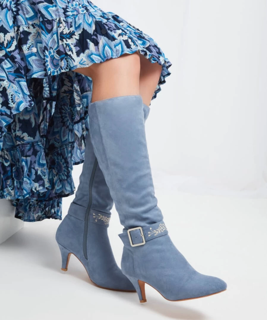 Joe Browns Women's Pale Blue Lakeside Boots with Embroidered Detail