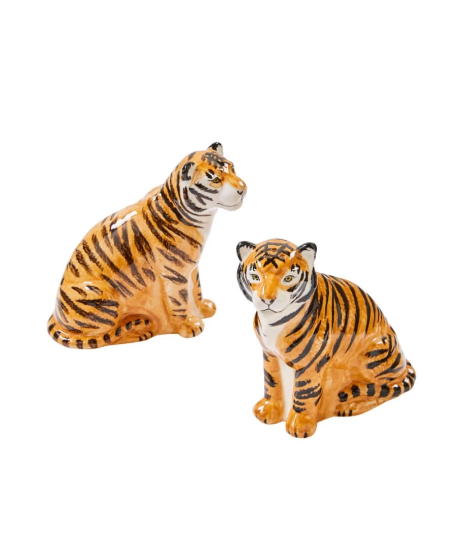 Joe Browns Multi-Colored Quail Ceramics Tiger-Themed Salt and Pepper Shaker Set