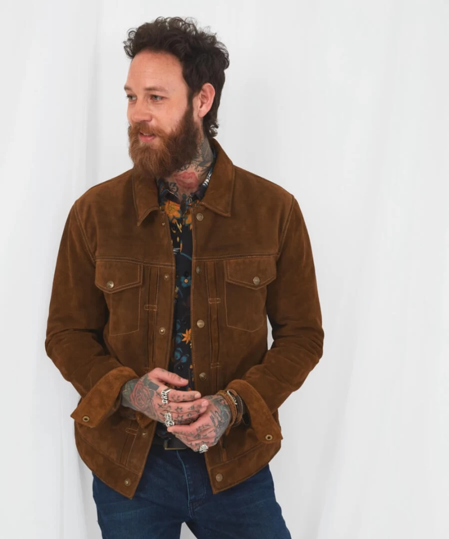 Joe Browns Men's Tan Suede Jacket - Good Times Vintage Style