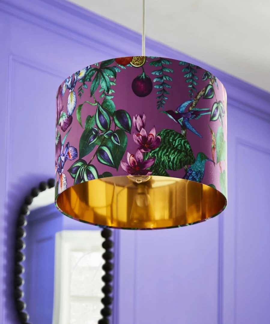 Joe Browns Multi-Colored Neon Botanicals Drum Lamp Shade for Modern Decor