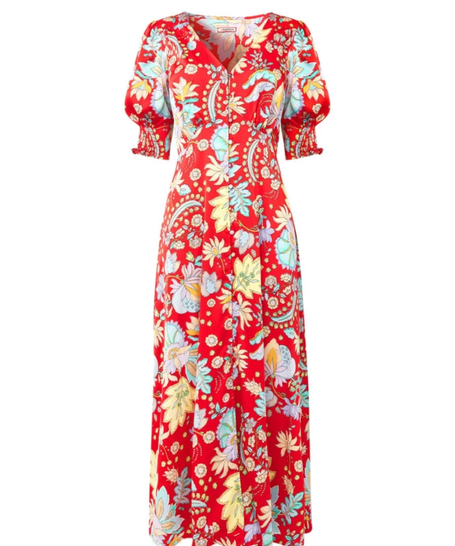 Joe Browns Women's Red Poppy Floral Dress - Flowy Summer Dress with Vibrant Floral Print
