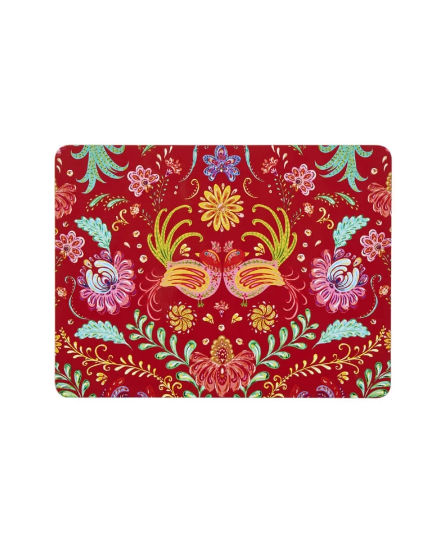 Joe Browns Set Of 4 Multi-Colored Folk Floral Placemats For Dining Table Decor