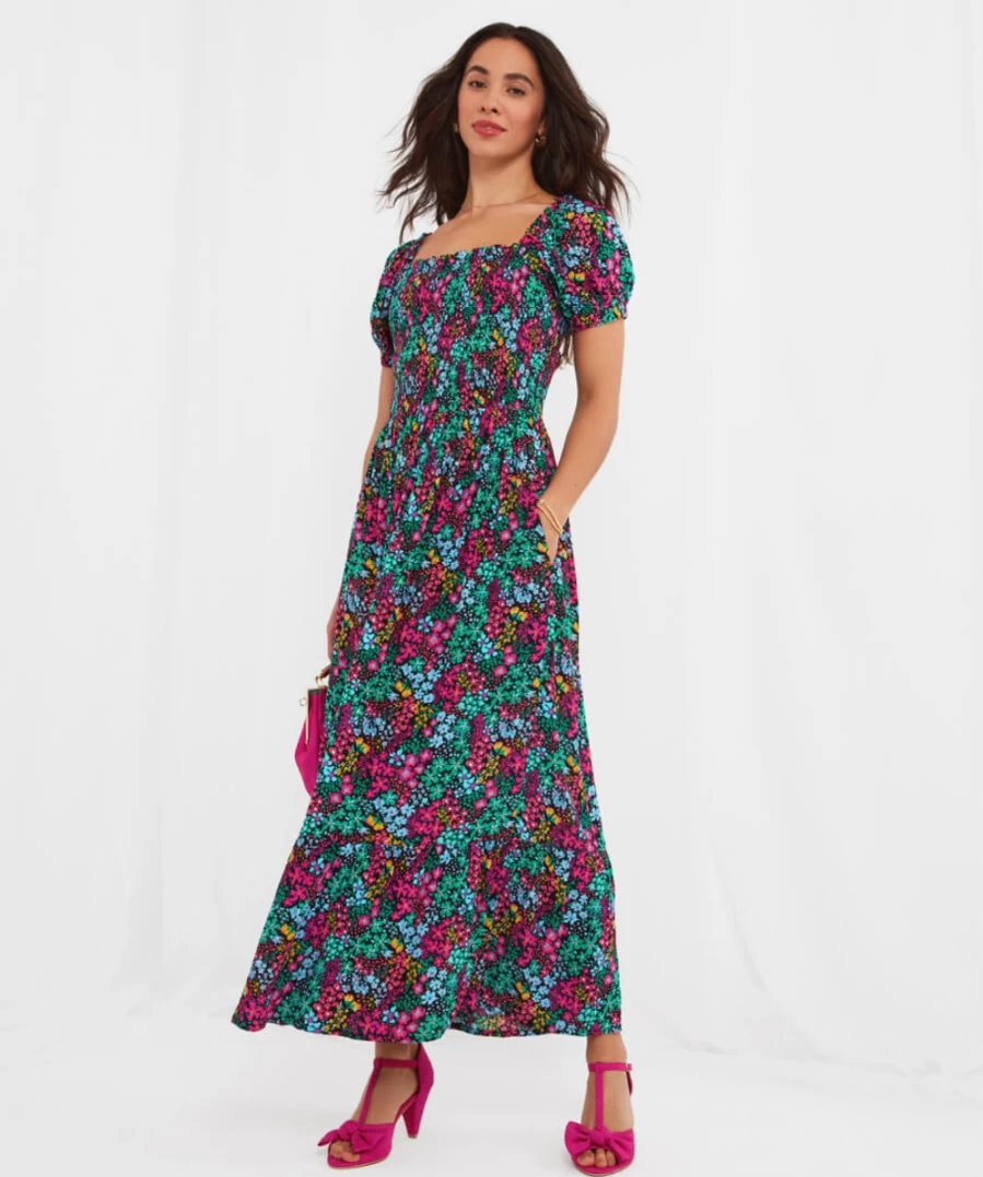 Joe Browns Women's Serena Shirred Boho Dress in Multi Color - Flowy Bohemian Style