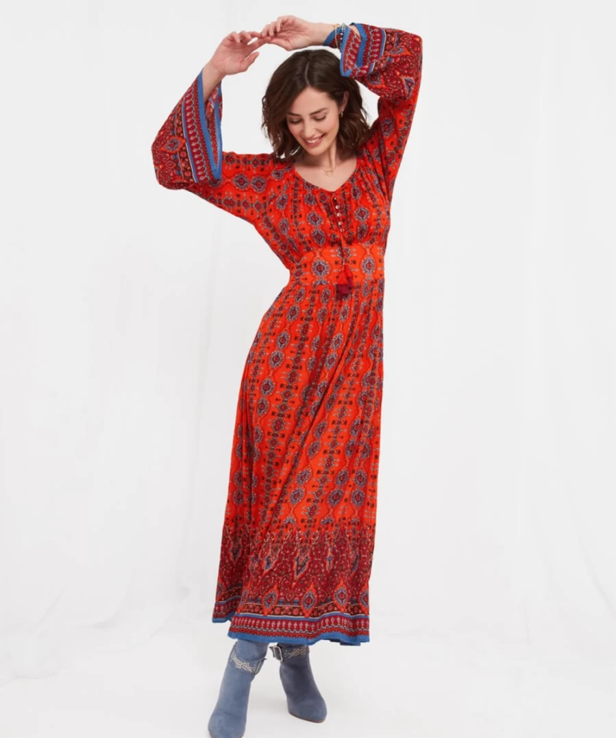 Joe Browns Women's Florence Boho Dress in Multi Color - Stylish Floral Printed Bohemian Maxi Dress