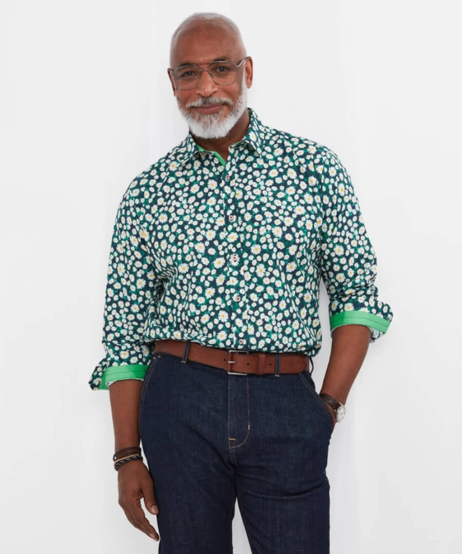 Joe Browns Men's Green Fresh Floral Shirt - Stylish Botanical Print Top