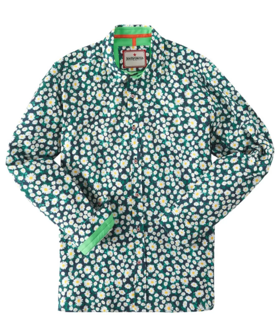 Joe Browns Men's Green Fresh Floral Shirt - Stylish Botanical Print Top