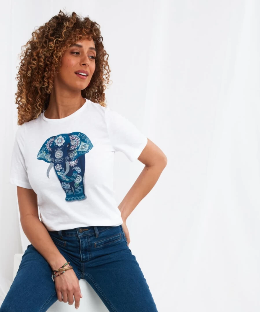 "Joe Browns Women's White Enchanting Elephant Graphic T-Shirt"
