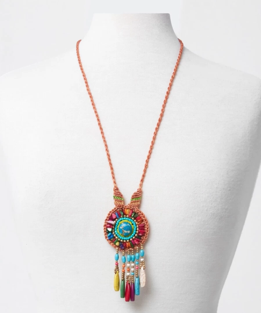 Joe Browns Women's Multi-Color Natural Stone Dreamer Necklace - Boho Chic Handmade Jewelry