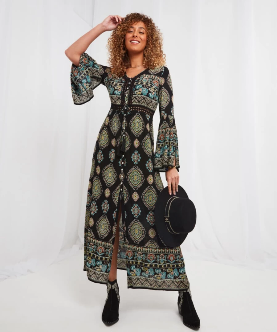 Joe Browns Women's Black Ultimate Boho Dress - Stylish Bohemian Maxi Dress