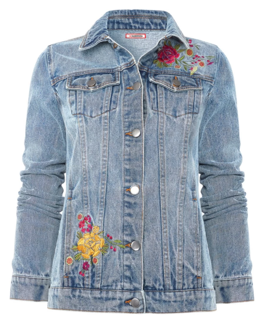 Women's Blue Embroidered Denim Jacket by Joe Browns - Stylish Casual Boutique Coat