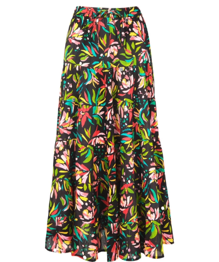 Joe Browns Women's Black Festival Floral Skirt - Boho Chic Printed Midi Skirt