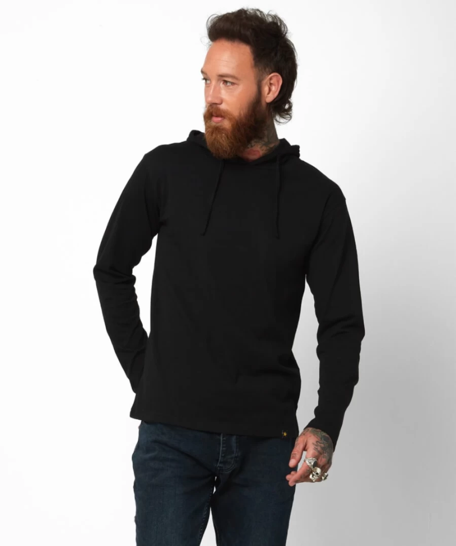 Joe Browns Men's Style It Out Hooded Sweatshirt - Black & Grey Casual Pullover Hoodie