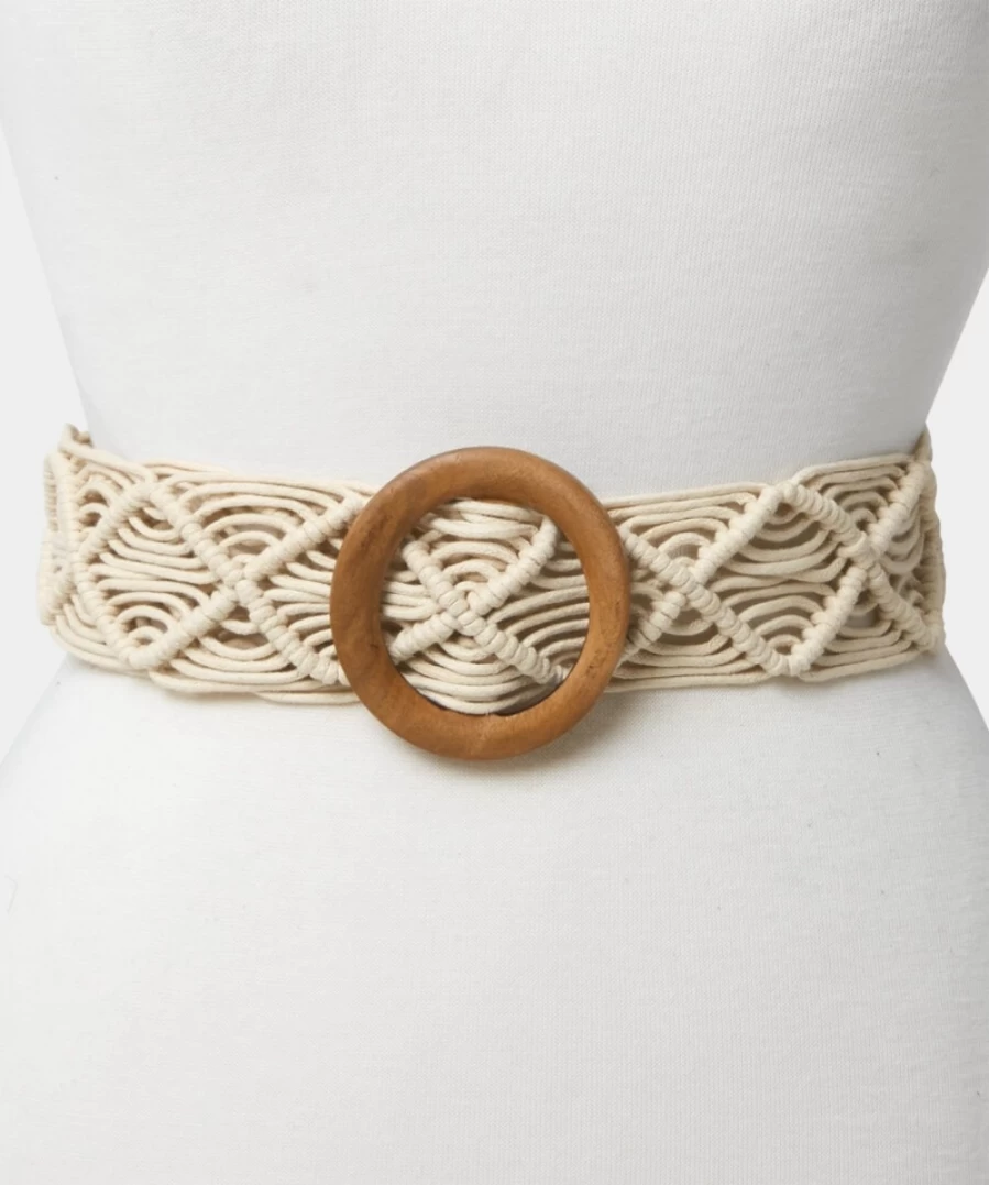 Joe Browns Women's Natural Macrame Belt – Handmade Naples Design for Stylish Outfits