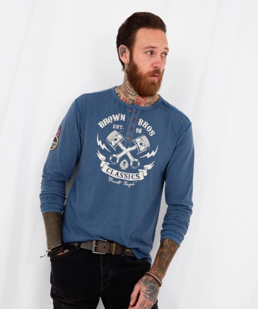 Joe Browns Men's Blue Rev The Engine Henley Shirt