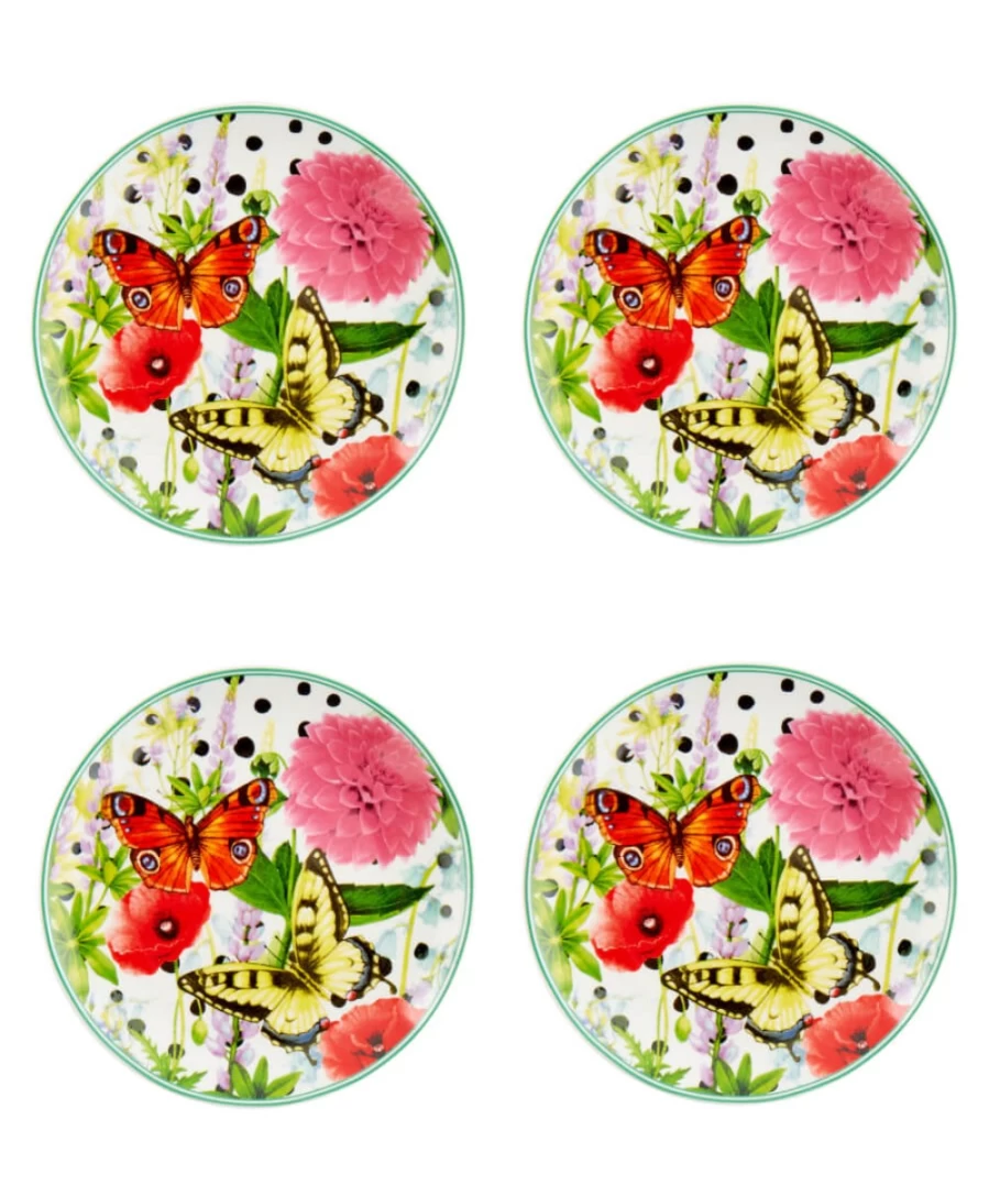 Joe Browns Set Of 4 Multi-Colored Floral Side Plates - Vibrant Spot Design For Dining Decor