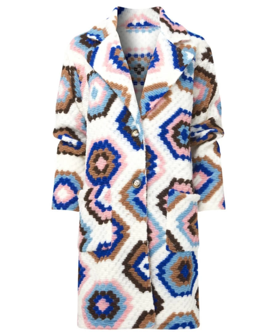 Joe Browns Women's Crochet Vibes Coat in Multi Color - Boho Chic Knitted Outerwear