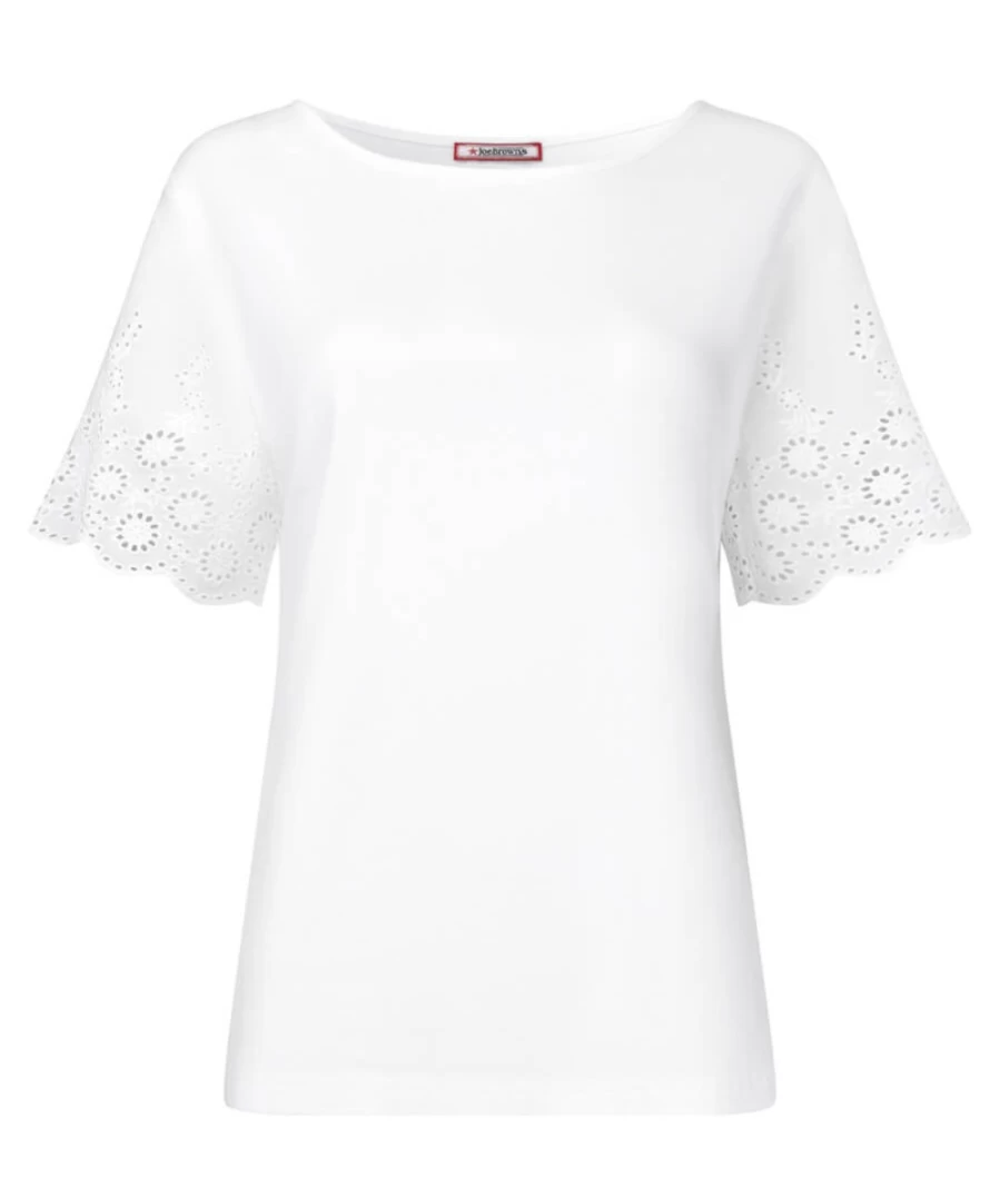 Joe Browns Women's Black Broderie Sleeve Tee - Embroidered Detail Top