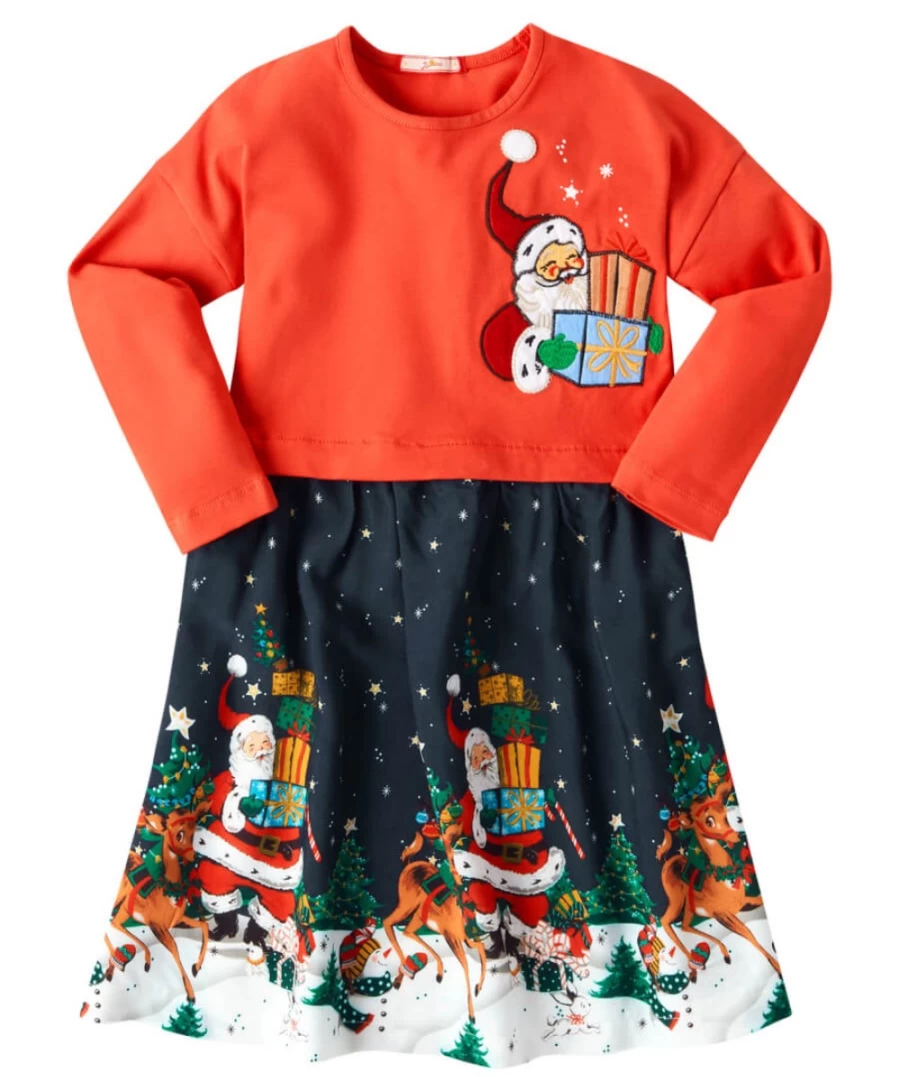 "Joe Browns Kids Red Christmas Fun Dress - Festive Holiday Outfit for Children"